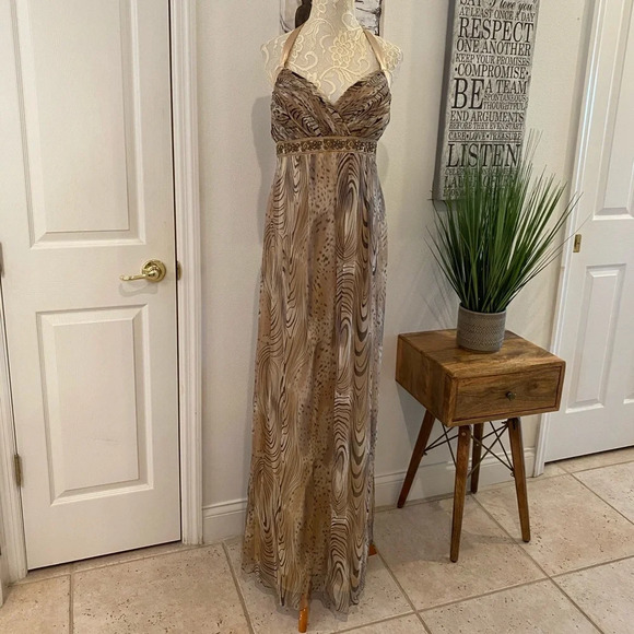 Faviana Couture Animal Print Silk Formal Prom Gown - Picture 4 of 10
